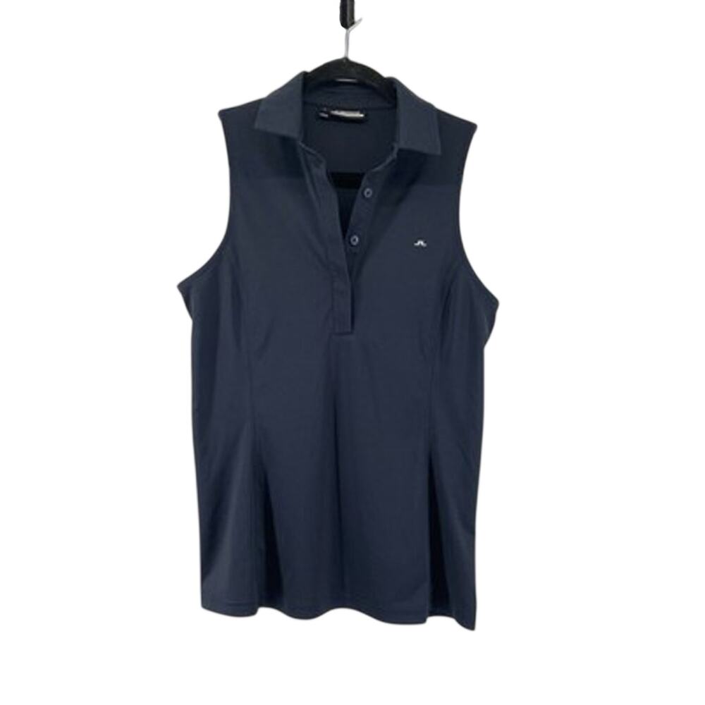 J. Lindeberg Dena Sleeveless Top Women's Medium Navy Blue Polo Shirt Golf Tennis
